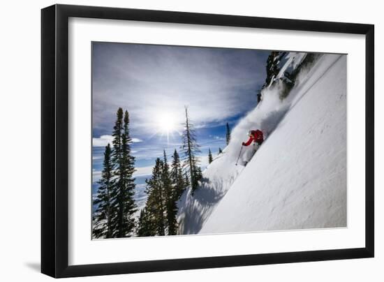 Skiing The Teton Backcountry Powder After A Winter Storm Clears Near Jackson Hole Mountain Resort-Jay Goodrich-Framed Photographic Print