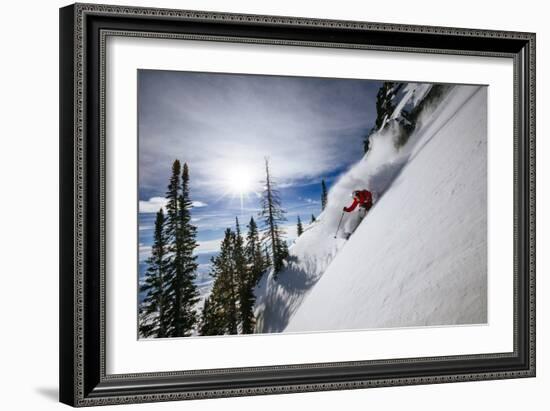 Skiing The Teton Backcountry Powder After A Winter Storm Clears Near Jackson Hole Mountain Resort-Jay Goodrich-Framed Photographic Print