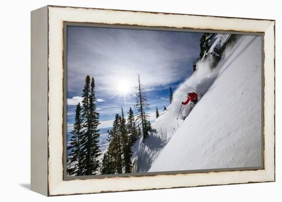 Skiing The Teton Backcountry Powder After A Winter Storm Clears Near Jackson Hole Mountain Resort-Jay Goodrich-Framed Premier Image Canvas