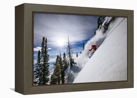 Skiing The Teton Backcountry Powder After A Winter Storm Clears Near Jackson Hole Mountain Resort-Jay Goodrich-Framed Premier Image Canvas