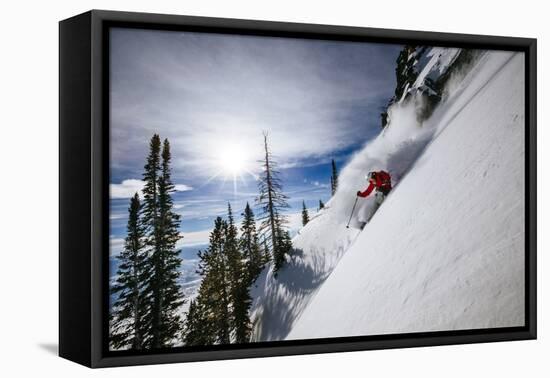 Skiing The Teton Backcountry Powder After A Winter Storm Clears Near Jackson Hole Mountain Resort-Jay Goodrich-Framed Premier Image Canvas