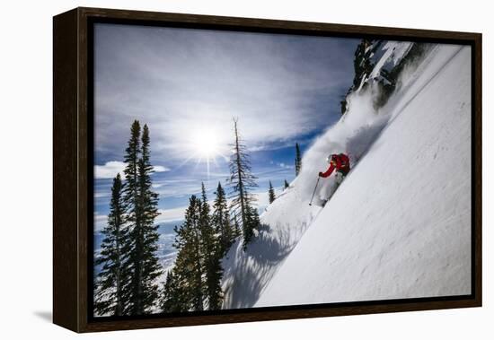 Skiing The Teton Backcountry Powder After A Winter Storm Clears Near Jackson Hole Mountain Resort-Jay Goodrich-Framed Premier Image Canvas