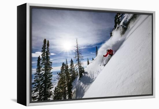 Skiing The Teton Backcountry Powder After A Winter Storm Clears Near Jackson Hole Mountain Resort-Jay Goodrich-Framed Premier Image Canvas