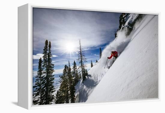 Skiing The Teton Backcountry Powder After A Winter Storm Clears Near Jackson Hole Mountain Resort-Jay Goodrich-Framed Premier Image Canvas