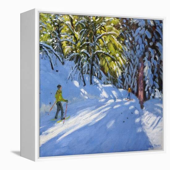 Skiing Through the Woods, La Clusaz, 2012-Andrew Macara-Framed Premier Image Canvas