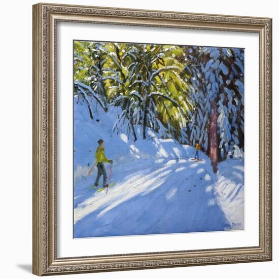 Skiing Through the Woods, La Clusaz, 2012-Andrew Macara-Framed Giclee Print