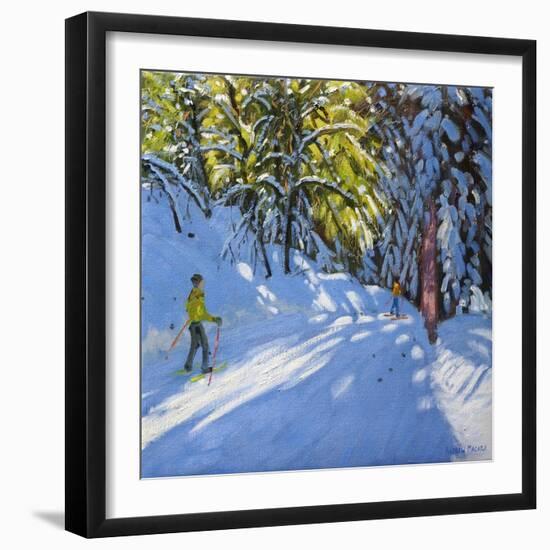 Skiing Through the Woods, La Clusaz, 2012-Andrew Macara-Framed Giclee Print