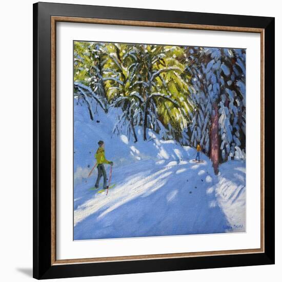 Skiing Through the Woods, La Clusaz, 2012-Andrew Macara-Framed Giclee Print