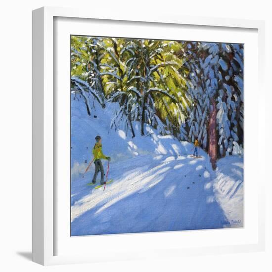 Skiing Through the Woods, La Clusaz, 2012-Andrew Macara-Framed Giclee Print