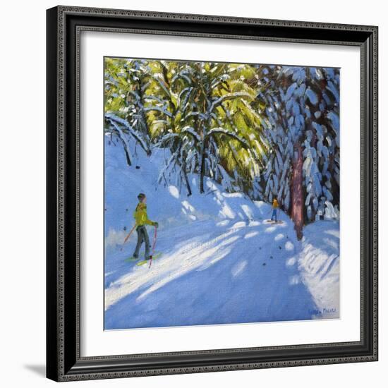 Skiing Through the Woods, La Clusaz, 2012-Andrew Macara-Framed Giclee Print