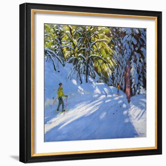 Skiing Through the Woods, La Clusaz, 2012-Andrew Macara-Framed Giclee Print