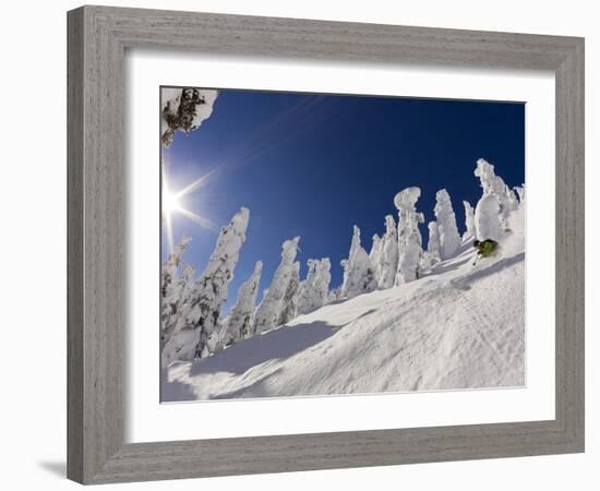 Skiing Untracked Powder at Whitefish Mountain Resort, Montana, Usa-Chuck Haney-Framed Photographic Print