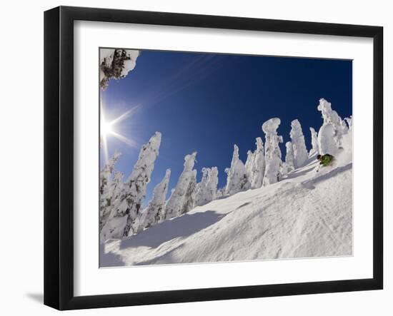 Skiing Untracked Powder at Whitefish Mountain Resort, Montana, Usa-Chuck Haney-Framed Photographic Print