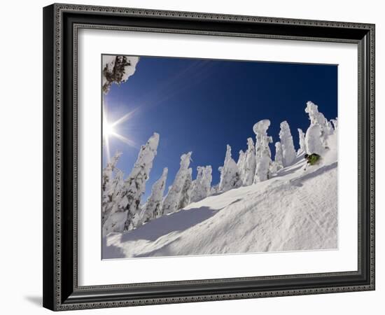 Skiing Untracked Powder at Whitefish Mountain Resort, Montana, Usa-Chuck Haney-Framed Photographic Print