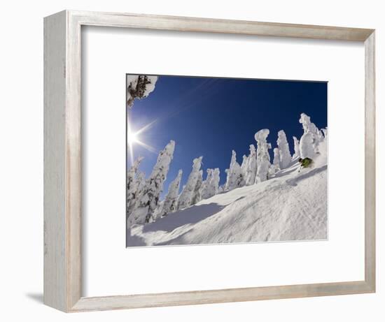 Skiing Untracked Powder at Whitefish Mountain Resort, Montana, Usa-Chuck Haney-Framed Photographic Print