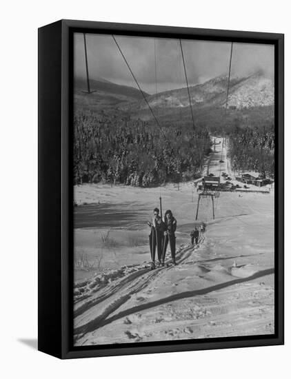 Skiing Weekend, Going Up the Ski Lift-Dmitri Kessel-Framed Premier Image Canvas