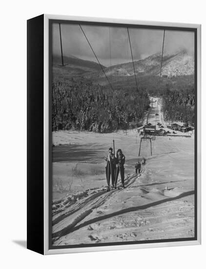 Skiing Weekend, Going Up the Ski Lift-Dmitri Kessel-Framed Premier Image Canvas