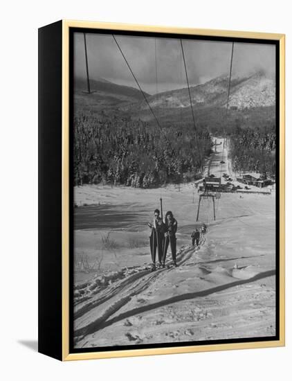 Skiing Weekend, Going Up the Ski Lift-Dmitri Kessel-Framed Premier Image Canvas