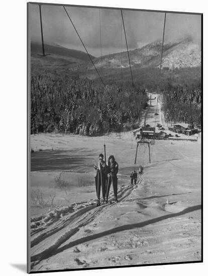 Skiing Weekend, Going Up the Ski Lift-Dmitri Kessel-Mounted Photographic Print