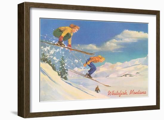 Skiing, Whitefish-null-Framed Art Print