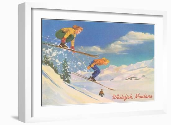 Skiing, Whitefish-null-Framed Art Print