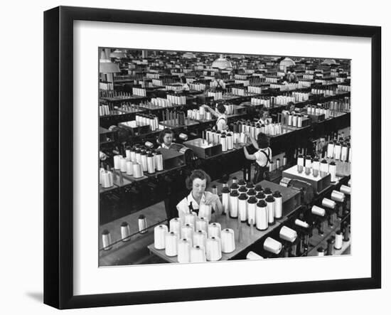 Skilled Female Operators Working in Coning Room, Industrial Rayon Corp. Plant-Margaret Bourke-White-Framed Photographic Print