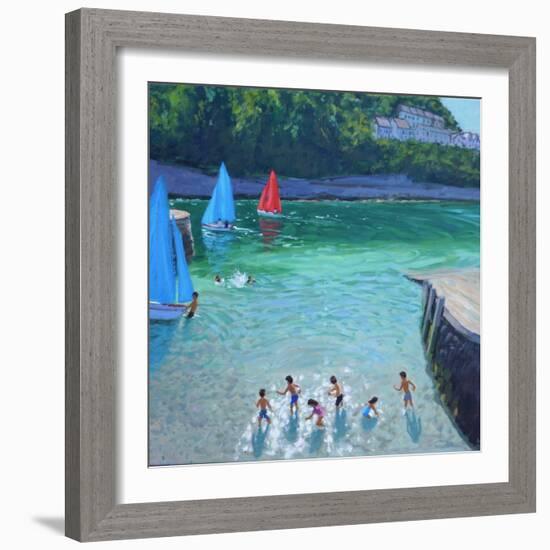 Skimming stones ,Looe ,Cornwall,2018-Andrew Macara-Framed Giclee Print