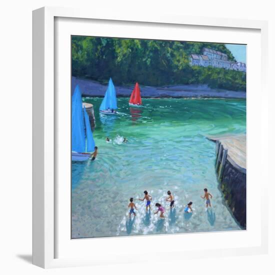 Skimming stones ,Looe ,Cornwall,2018-Andrew Macara-Framed Giclee Print