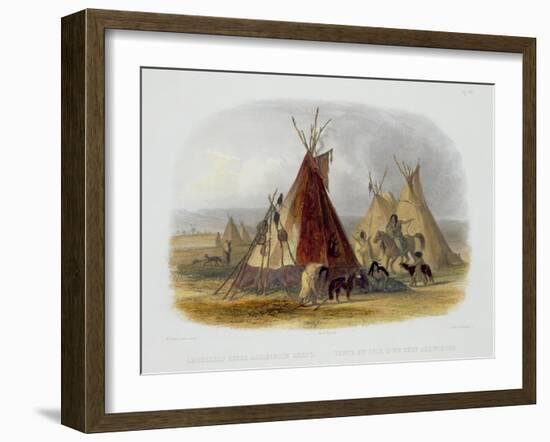 Skin Lodge of an Assiniboin Chief, Plate 16, Travels in the Interior of North America-Karl Bodmer-Framed Giclee Print