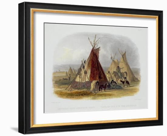 Skin Lodge of an Assiniboin Chief, Plate 16, Travels in the Interior of North America-Karl Bodmer-Framed Giclee Print