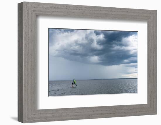 Skip Brown wind surfing into some weather on Sebago Lake, Maine-Skip Brown-Framed Photographic Print