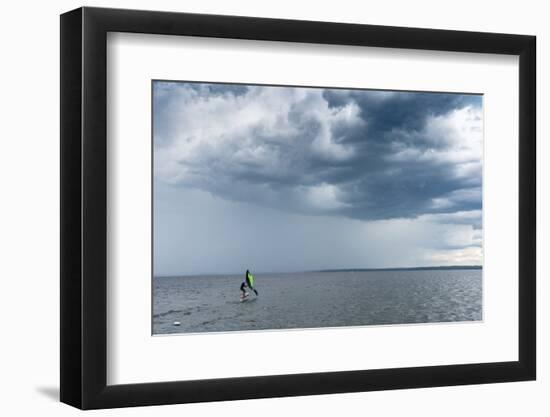 Skip Brown wind surfing into some weather on Sebago Lake, Maine-Skip Brown-Framed Photographic Print