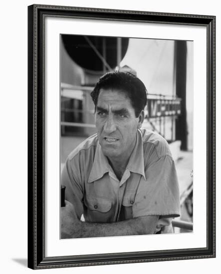 Skipper Jose De Burgana, Who Once Crossed Ocean in a Motorboat-Ralph Crane-Framed Photographic Print