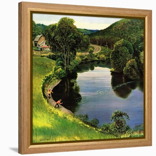 "Skipping Stones", June 22, 1957-John Clymer-Framed Premier Image Canvas