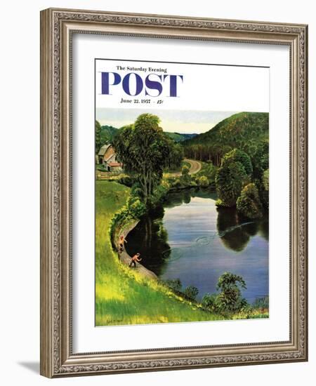 "Skipping Stones" Saturday Evening Post Cover, June 22, 1957-John Clymer-Framed Giclee Print