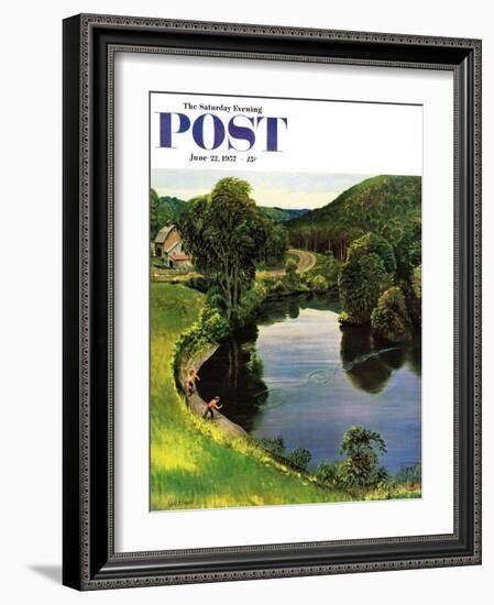 "Skipping Stones" Saturday Evening Post Cover, June 22, 1957-John Clymer-Framed Giclee Print