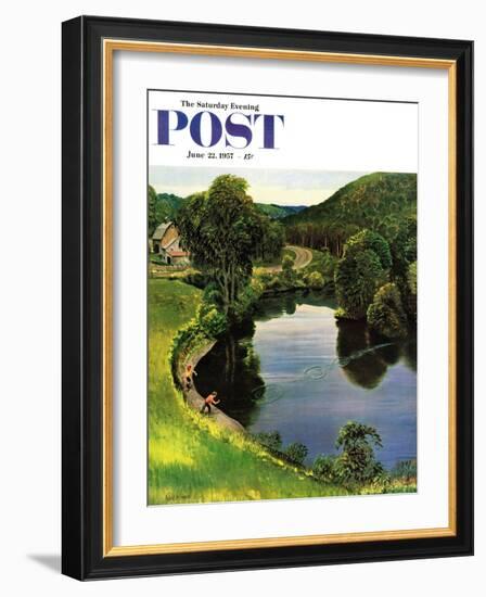 "Skipping Stones" Saturday Evening Post Cover, June 22, 1957-John Clymer-Framed Giclee Print