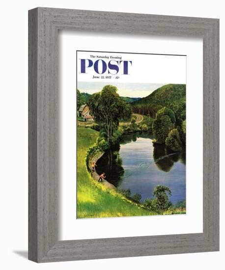 "Skipping Stones" Saturday Evening Post Cover, June 22, 1957-John Clymer-Framed Giclee Print