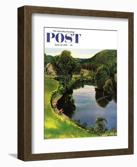 "Skipping Stones" Saturday Evening Post Cover, June 22, 1957-John Clymer-Framed Giclee Print