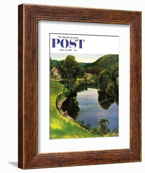 "Skipping Stones" Saturday Evening Post Cover, June 22, 1957-John Clymer-Framed Giclee Print