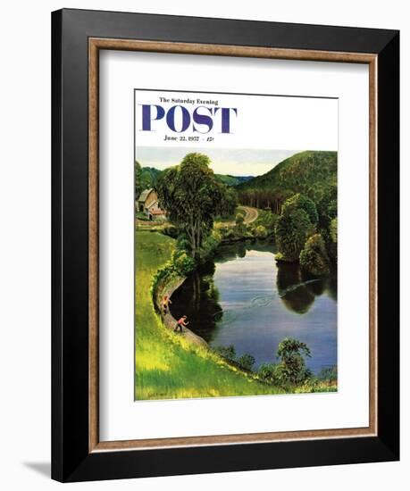 "Skipping Stones" Saturday Evening Post Cover, June 22, 1957-John Clymer-Framed Giclee Print