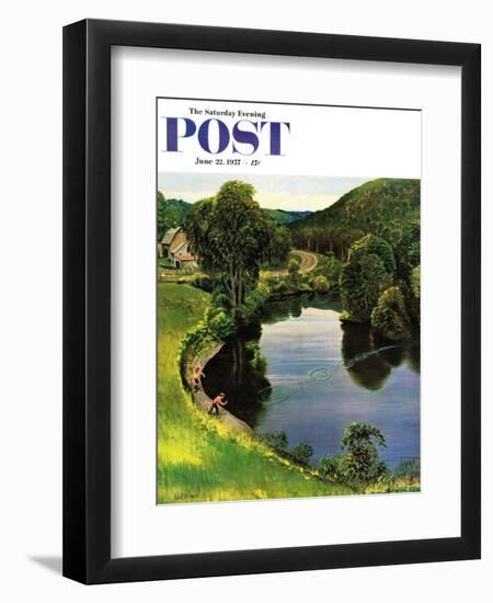 "Skipping Stones" Saturday Evening Post Cover, June 22, 1957-John Clymer-Framed Giclee Print