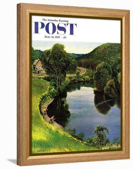 "Skipping Stones" Saturday Evening Post Cover, June 22, 1957-John Clymer-Framed Premier Image Canvas