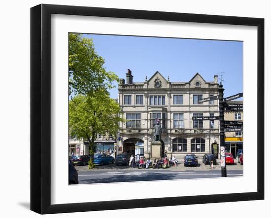 Skipton High Street and Library, Skipton, North Yorkshire, Yorkshire, England, United Kingdom-Mark Sunderland-Framed Photographic Print