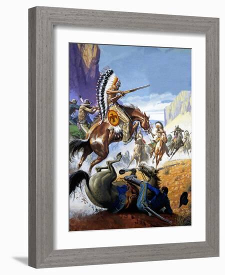 Skirmish Involving Indians and Soldiers-Severino Baraldi-Framed Giclee Print