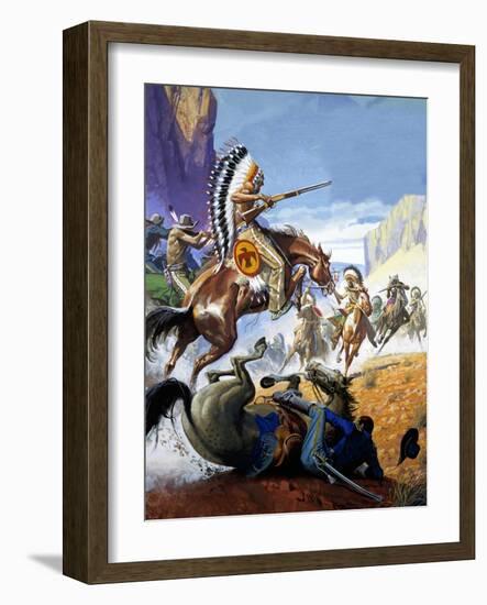 Skirmish Involving Indians and Soldiers-Severino Baraldi-Framed Giclee Print