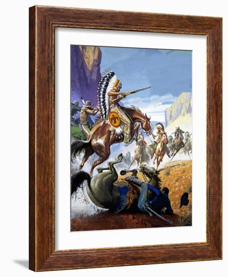 Skirmish Involving Indians and Soldiers-Severino Baraldi-Framed Giclee Print