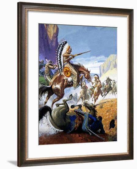 Skirmish Involving Indians and Soldiers-Severino Baraldi-Framed Giclee Print