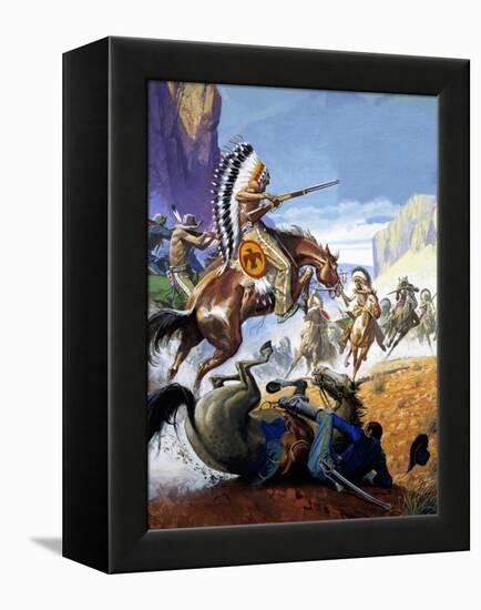 Skirmish Involving Indians and Soldiers-Severino Baraldi-Framed Premier Image Canvas