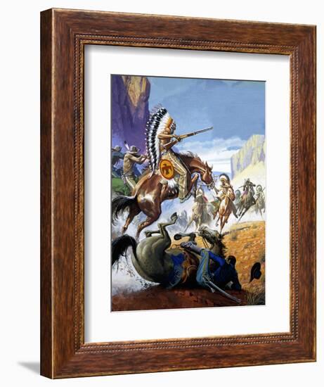 Skirmish Involving Indians and Soldiers-Severino Baraldi-Framed Giclee Print